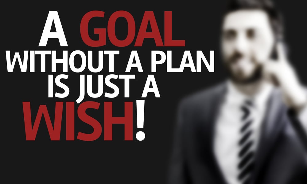 Businessman with text A Goal without a Plan is Just a Wish in a concept image